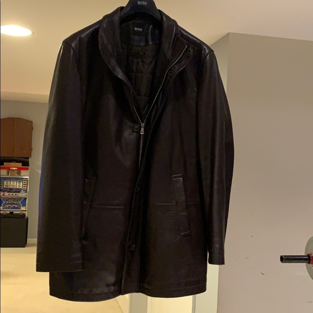 Hugo boss leather driving jacket